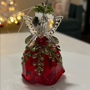 Crystal Angel Ornament with Red and Green Accents rose bottom